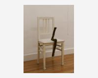 "Voir que ça tient (assis)"-"See that it holds (sitting)", 2025 - wood - 50  x 16 x 7 cm 