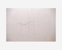 "Le graphique des interruptions" - "The graph of interruptions", 2024 - cut out drawing, graphite pencil & coloured pencil, Indian ink on Tyvek paper, pins - 147 x 218 x 2 cm