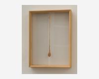 "Bois!", 2023 residue of glued wood, wooden box with glass 32 x 23,5 x 6 cm