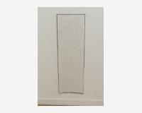 "Les blessures sont les reparations (un filet à regard)" - "Wounds are repairs (A trap for the gaze)", 2025 - Indian ink, graphite pencil on Tyvec paper, 4 pins - 152,5  x 13 x 2 cm