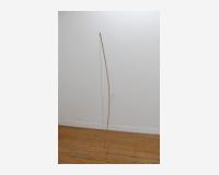 "Y pour tendre et U pour tenir" - "a Y for stretching and U for holding", 2025 - Strip of wood, cut-out drawings in colored pencil on Tyvek, 5 pins - 120 x 190 x 2 cm