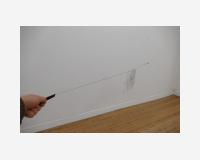 "Rature pour deux" - "A deletion for two", 2024 - graphite pencil and Indian ink on Tyvek paper, 2 needles - 45 x 247 x 2 cm